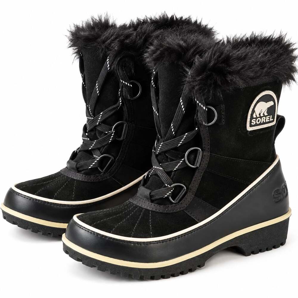 Sorel Tivoli II Waterproof Black Suede Fur Winter Boots Women’s 7.5
